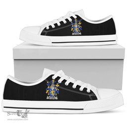 Irish McDaniel or Daniel Coat of Arms Family Crest Ireland Low Top Shoes (Women's/Men's) Black/ White Irish Shoes