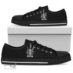 Irish McDaniel or Daniel Coat of Arms Family Crest Ireland Low Top Shoes (Women's/Men's) Black/ White Irish Shoes