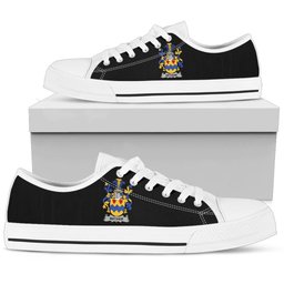 Irish Mecham Coat of Arms Family Crest Ireland Low Top Shoes (Women's/Men's) Black/ White Irish Shoes