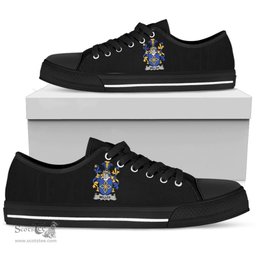 Irish Meller Coat of Arms Family Crest Ireland Low Top Shoes (Women's/Men's) Black/ White Irish Shoes