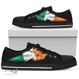 Irish Ireland Wing Low Top (Women/Men) A7 Coat of Arms Family Crest Ireland Low Top Shoes (Women's/Men's) Black/ White Irish Shoes