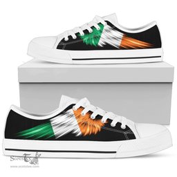 Irish Ireland Wing Low Top (Women/Men) A7 Coat of Arms Family Crest Ireland Low Top Shoes (Women's/Men's) Black/ White Irish Shoes