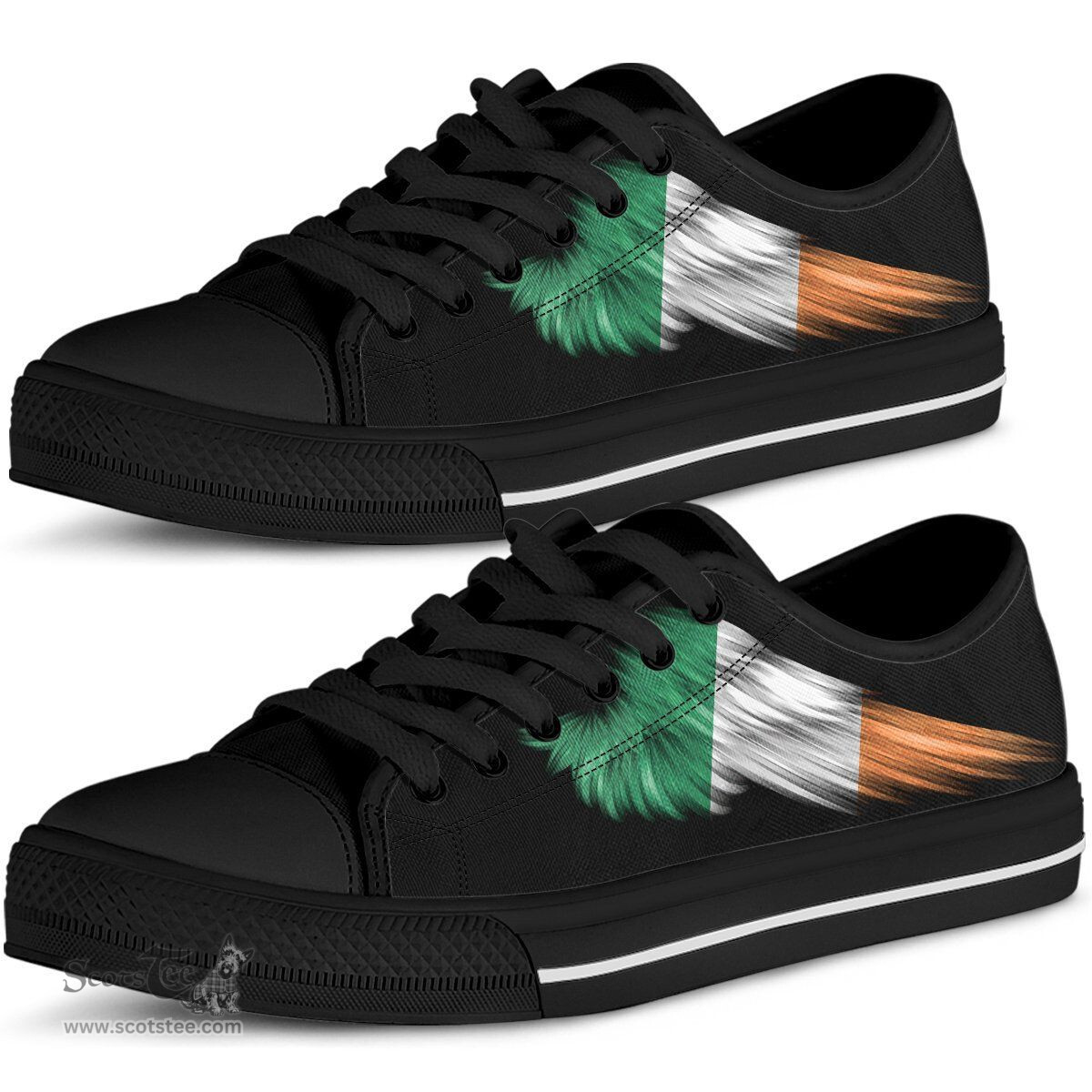 Irish Ireland Wing Low Top (Women/Men) A7 Coat of Arms Family Crest Ireland Low Top Shoes (Women's/Men's) Black/ White Irish Shoes
