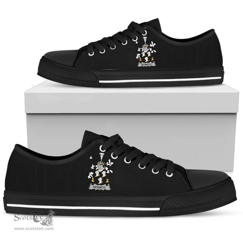 Irish Kennedy or O'Kennedy Coat of Arms Family Crest Ireland Low Top Shoes (Women's/Men's) Black/ White Irish Shoes