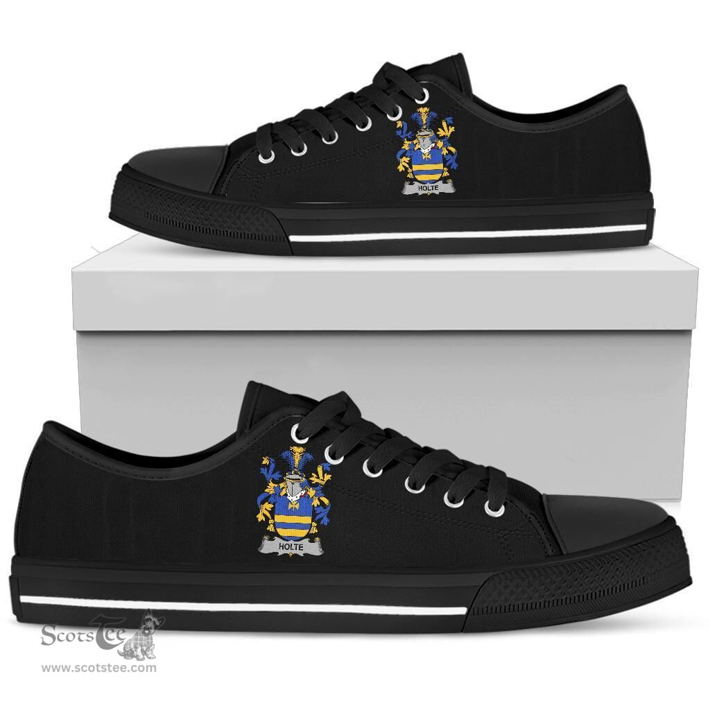 Irish Holte or Holt Coat of Arms Family Crest Ireland Low Top Shoes (Women's/Men's) Black/ White Irish Shoes