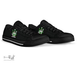 Irish McEniry or McEnery Coat of Arms Family Crest Ireland Low Top Shoes (Women's/Men's) Black/ White Irish Shoes