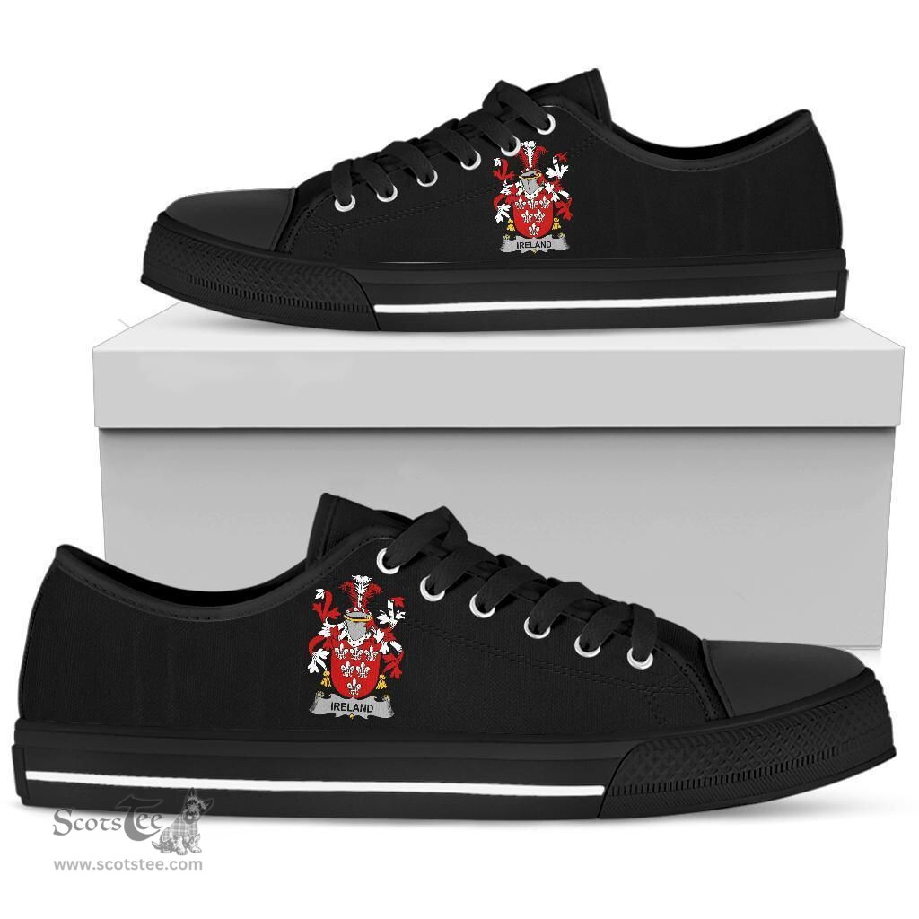 Irish Ireland Coat of Arms Family Crest Ireland Low Top Shoes (Women's/Men's) Black/ White Irish Shoes