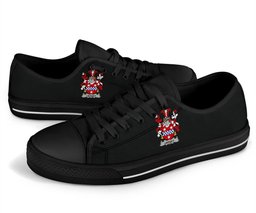 Irish Lindsey Coat of Arms Family Crest Ireland Low Top Shoes (Women's/Men's) Black/ White Irish Shoes