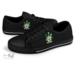 Irish Holmes Coat of Arms Family Crest Ireland Low Top Shoes (Women's/Men's) Black/ White Irish Shoes