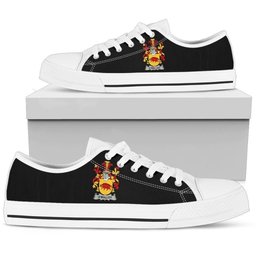 Irish Malley or O'Malley Coat of Arms Family Crest Ireland Low Top Shoes (Women's/Men's) Black/ White Irish Shoes