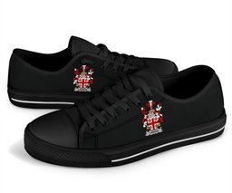 Irish Langan or O'Longan Coat of Arms Family Crest Ireland Low Top Shoes (Women's/Men's) Black/ White Irish Shoes