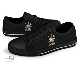 Irish Harper Coat of Arms Family Crest Ireland Low Top Shoes (Women's/Men's) Black/ White Irish Shoes