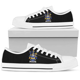 Irish Jephson Coat of Arms Family Crest Ireland Low Top Shoes (Women's/Men's) Black/ White Irish Shoes