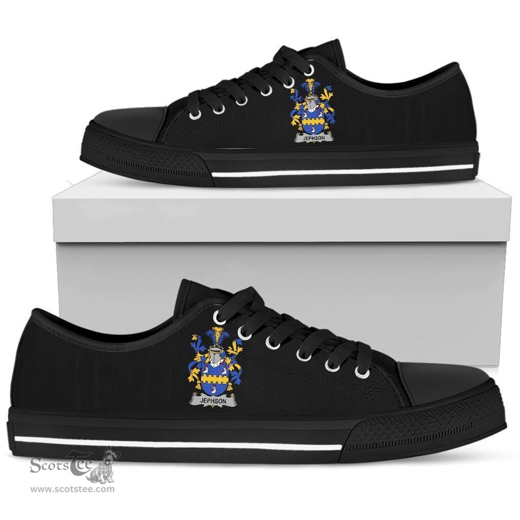 Irish Jephson Coat of Arms Family Crest Ireland Low Top Shoes (Women's/Men's) Black/ White Irish Shoes