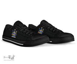 Irish Jephson Coat of Arms Family Crest Ireland Low Top Shoes (Women's/Men's) Black/ White Irish Shoes