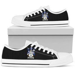 Irish McElroy or Gilroy Coat of Arms Family Crest Ireland Low Top Shoes (Women's/Men's) Black/ White Irish Shoes