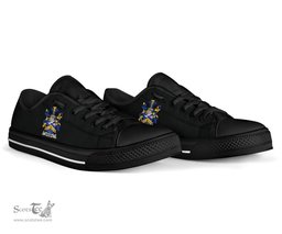 Irish Mackey Coat of Arms Family Crest Ireland Low Top Shoes (Women's/Men's) Black/ White Irish Shoes