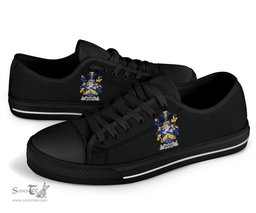 Irish Mackey Coat of Arms Family Crest Ireland Low Top Shoes (Women's/Men's) Black/ White Irish Shoes
