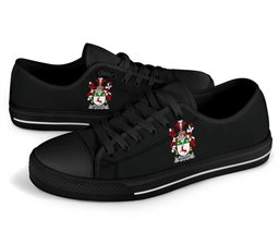 Irish McDevitt Coat of Arms Family Crest Ireland Low Top Shoes (Women's/Men's) Black/ White Irish Shoes