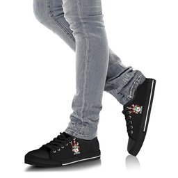 Irish McDevitt Coat of Arms Family Crest Ireland Low Top Shoes (Women's/Men's) Black/ White Irish Shoes