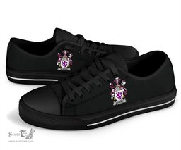 Irish McMore or More Coat of Arms Family Crest Ireland Low Top Shoes (Women's/Men's) Black/ White Irish Shoes
