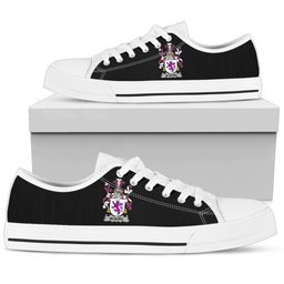 Irish McMore or More Coat of Arms Family Crest Ireland Low Top Shoes (Women's/Men's) Black/ White Irish Shoes