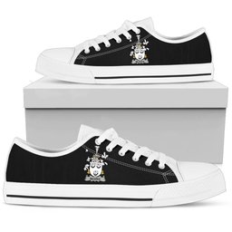 Irish Meares Coat of Arms Family Crest Ireland Low Top Shoes (Women's/Men's) Black/ White Irish Shoes