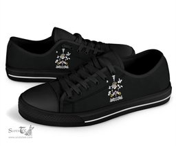 Irish Lewis Coat of Arms Family Crest Ireland Low Top Shoes (Women's/Men's) Black/ White Irish Shoes