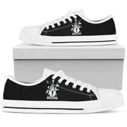 Irish Killeen or O'Killeen Coat of Arms Family Crest Ireland Low Top Shoes (Women's/Men's) Black/ White Irish Shoes