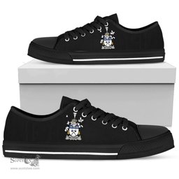 Irish McCourt Coat of Arms Family Crest Ireland Low Top Shoes (Women's/Men's) Black/ White Irish Shoes