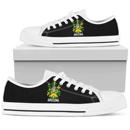 Irish Curdy or McCurdy Coat of Arms Family Crest Ireland Low Top Shoes (Women's/Men's) Black/ White Irish Shoes