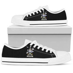 Irish Goodman Coat of Arms Family Crest Ireland Low Top Shoes (Women's/Men's) Black/ White Irish Shoes