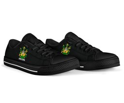 Irish Haly or O'Haly Coat of Arms Family Crest Ireland Low Top Shoes (Women's/Men's) Black/ White Irish Shoes