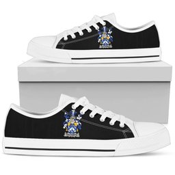 Irish Goldsmith Coat of Arms Family Crest Ireland Low Top Shoes (Women's/Men's) Black/ White Irish Shoes