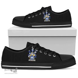 Irish Goldsmith Coat of Arms Family Crest Ireland Low Top Shoes (Women's/Men's) Black/ White Irish Shoes