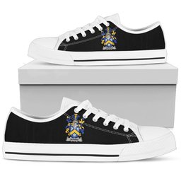 Irish Gervais Coat of Arms Family Crest Ireland Low Top Shoes (Women's/Men's) Black/ White Irish Shoes