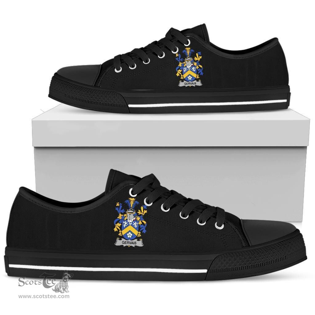 Irish Gervais Coat of Arms Family Crest Ireland Low Top Shoes (Women's/Men's) Black/ White Irish Shoes