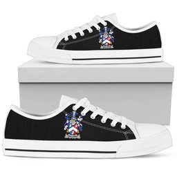 Irish Halligan or O'Halligan Coat of Arms Family Crest Ireland Low Top Shoes (Women's/Men's) Black/ White Irish Shoes