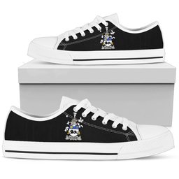 Irish Gilchrist or McGilchrist Coat of Arms Family Crest Ireland Low Top Shoes (Women's/Men's) Black/ White Irish Shoes