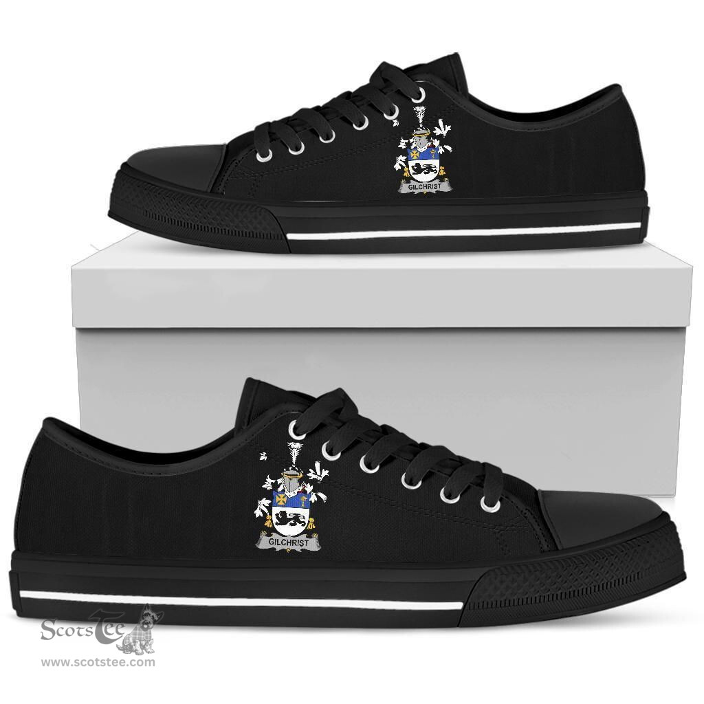 Irish Gilchrist or McGilchrist Coat of Arms Family Crest Ireland Low Top Shoes (Women's/Men's) Black/ White Irish Shoes