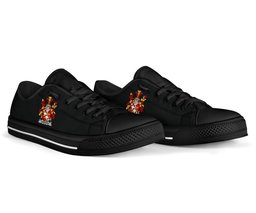 Irish Gibbons or McGibbons Coat of Arms Family Crest Ireland Low Top Shoes (Women's/Men's) Black/ White Irish Shoes