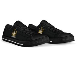 Irish Glennon or Glenane Coat of Arms Family Crest Ireland Low Top Shoes (Women's/Men's) Black/ White Irish Shoes