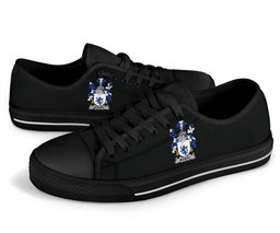 Irish McRery or McCrery Coat of Arms Family Crest Ireland Low Top Shoes (Women's/Men's) Black/ White Irish Shoes