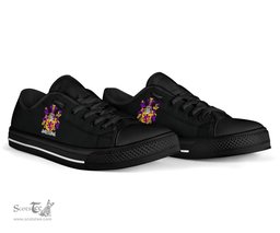 Irish Lacy or De Lacy Coat of Arms Family Crest Ireland Low Top Shoes (Women's/Men's) Black/ White Irish Shoes