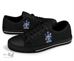Irish Joynt Coat of Arms Family Crest Ireland Low Top Shoes (Women's/Men's) Black/ White Irish Shoes