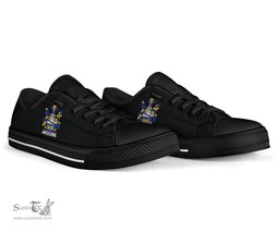 Irish Hickey or O'Hickey Coat of Arms Family Crest Ireland Low Top Shoes (Women's/Men's) Black/ White Irish Shoes