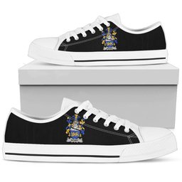 Irish Hickey or O'Hickey Coat of Arms Family Crest Ireland Low Top Shoes (Women's/Men's) Black/ White Irish Shoes