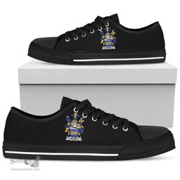 Irish Hickey or O'Hickey Coat of Arms Family Crest Ireland Low Top Shoes (Women's/Men's) Black/ White Irish Shoes