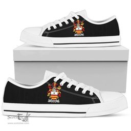 Irish Hare or O'Hare Coat of Arms Family Crest Ireland Low Top Shoes (Women's/Men's) Black/ White Irish Shoes