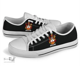 Irish Hare or O'Hare Coat of Arms Family Crest Ireland Low Top Shoes (Women's/Men's) Black/ White Irish Shoes